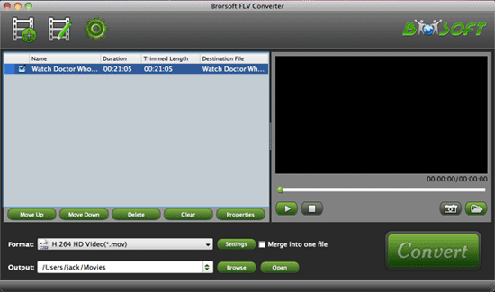 Screenshot of Brorsoft FLV Converter for Mac