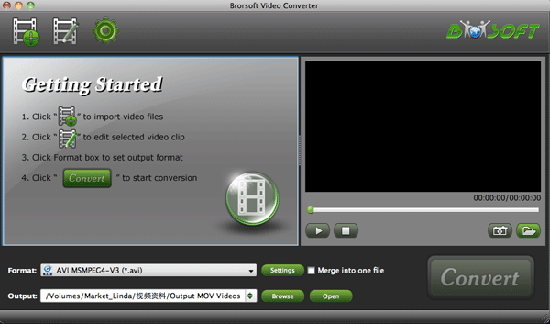Screenshot of Brorsoft Video Converter for Mac